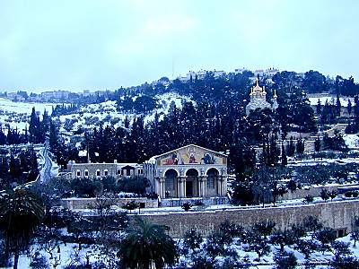 Mount of Olives with snow